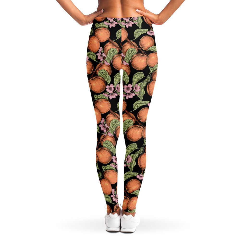 Apricot And Flower Pattern Print Women's Leggings