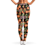 Apricot And Flower Pattern Print Women's Leggings