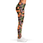 Apricot And Flower Pattern Print Women's Leggings