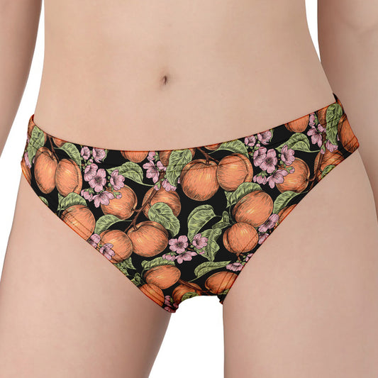 Apricot And Flower Pattern Print Women's Panties