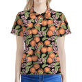 Apricot And Flower Pattern Print Women's Polo Shirt