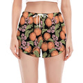 Apricot And Flower Pattern Print Women's Split Running Shorts