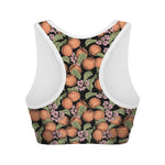 Apricot And Flower Pattern Print Women's Sports Bra