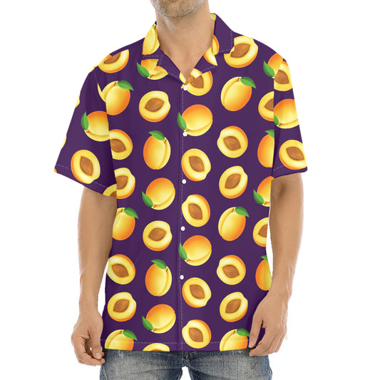 Apricot Fruit Pattern Print Aloha Shirt
