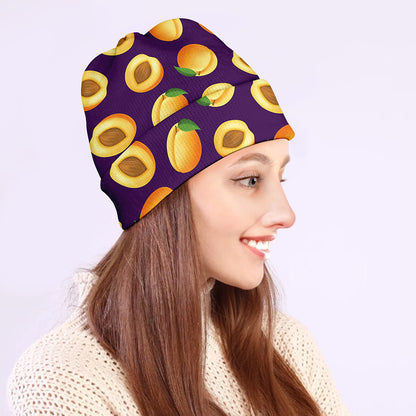 Apricot Fruit Pattern Print Beanie