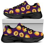 Apricot Fruit Pattern Print Black Chunky Shoes