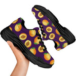 Apricot Fruit Pattern Print Black Chunky Shoes
