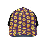 Apricot Fruit Pattern Print Black Mesh Trucker Cap