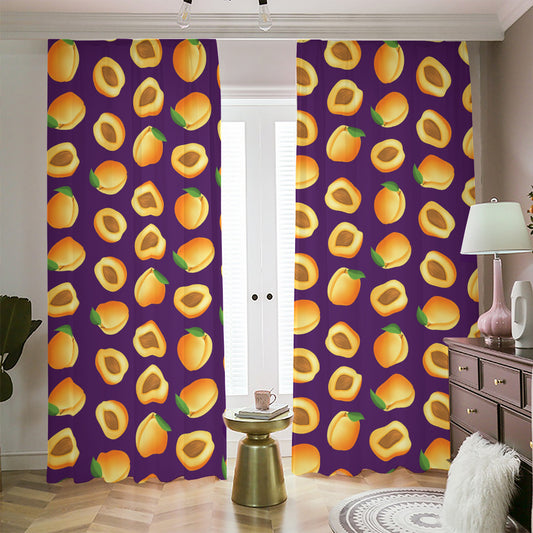 Apricot Fruit Pattern Print Blackout Pencil Pleat Curtains