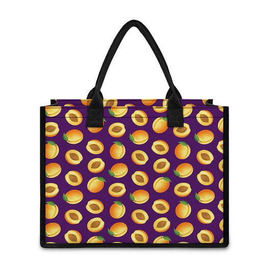 Apricot Fruit Pattern Print Canvas Tote Bag