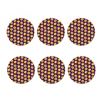 Apricot Fruit Pattern Print Coaster Set