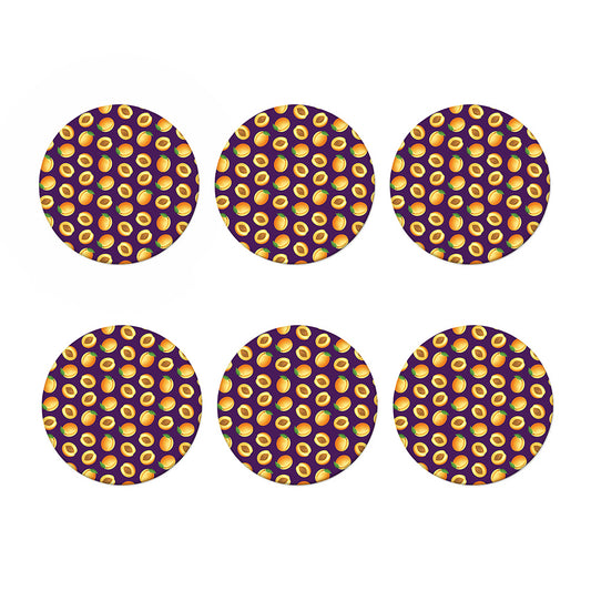 Apricot Fruit Pattern Print Coaster Set
