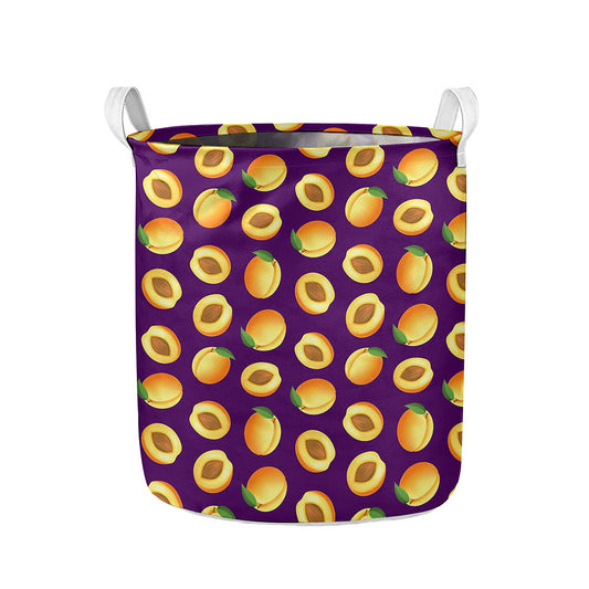 Apricot Fruit Pattern Print Collapsible Laundry Basket