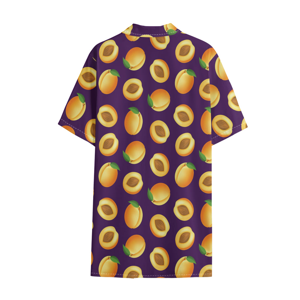 Apricot Fruit Pattern Print Cotton Hawaiian Shirt
