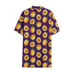 Apricot Fruit Pattern Print Cotton Hawaiian Shirt