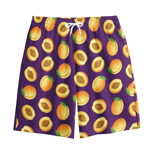 Apricot Fruit Pattern Print Cotton Shorts