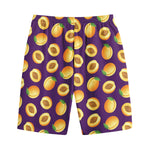 Apricot Fruit Pattern Print Cotton Shorts