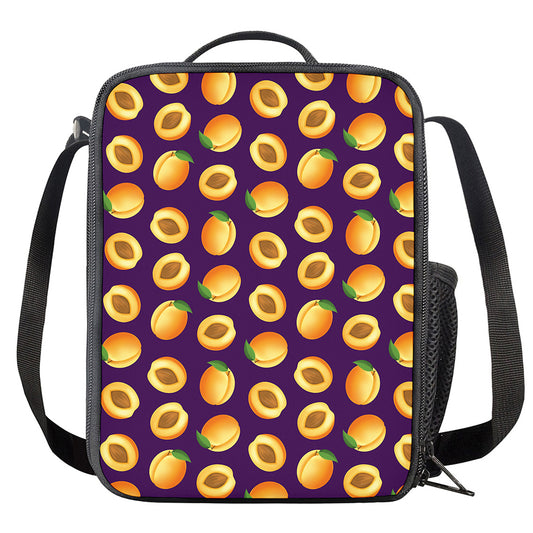 Apricot Fruit Pattern Print Crossbody Lunch Bag
