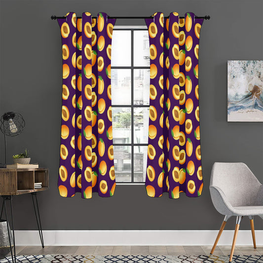 Apricot Fruit Pattern Print Curtain
