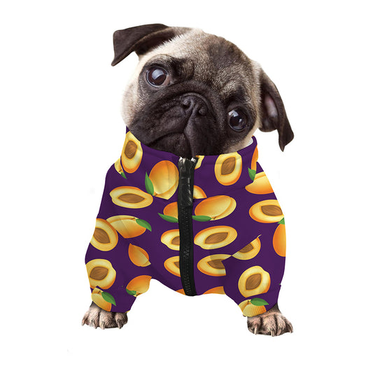 Apricot Fruit Pattern Print Dog Zip Up Jacket