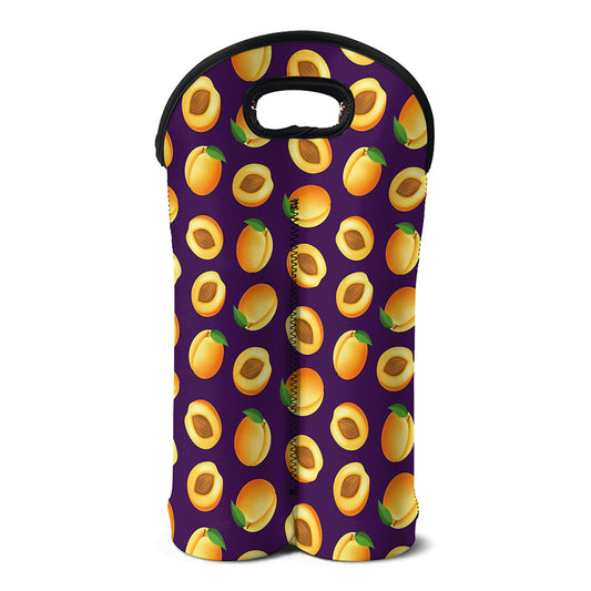 Apricot Fruit Pattern Print Double Neoprene Wine Tote