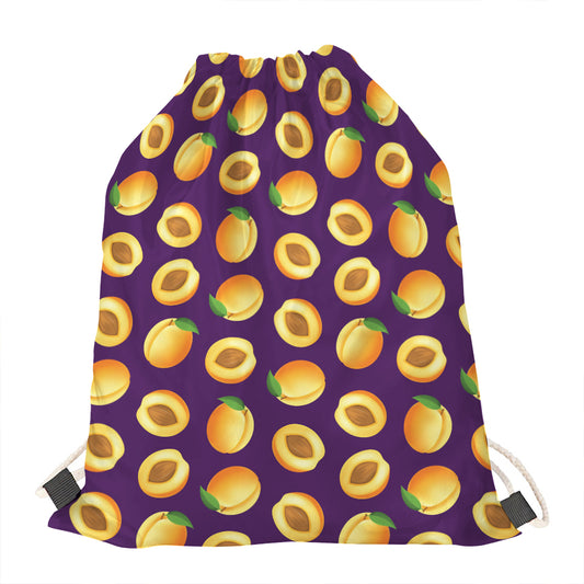 Apricot Fruit Pattern Print Drawstring Bag