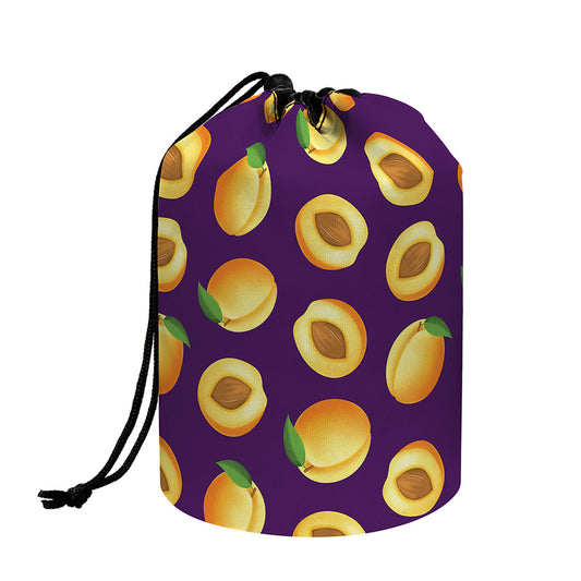 Apricot Fruit Pattern Print Drawstring Makeup Bag