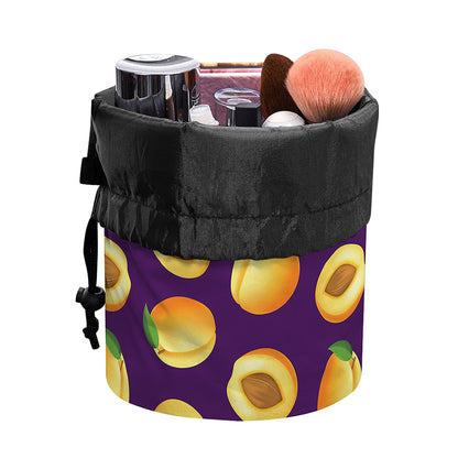 Apricot Fruit Pattern Print Drawstring Makeup Bag
