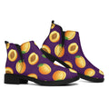 Apricot Fruit Pattern Print Flat Ankle Boots