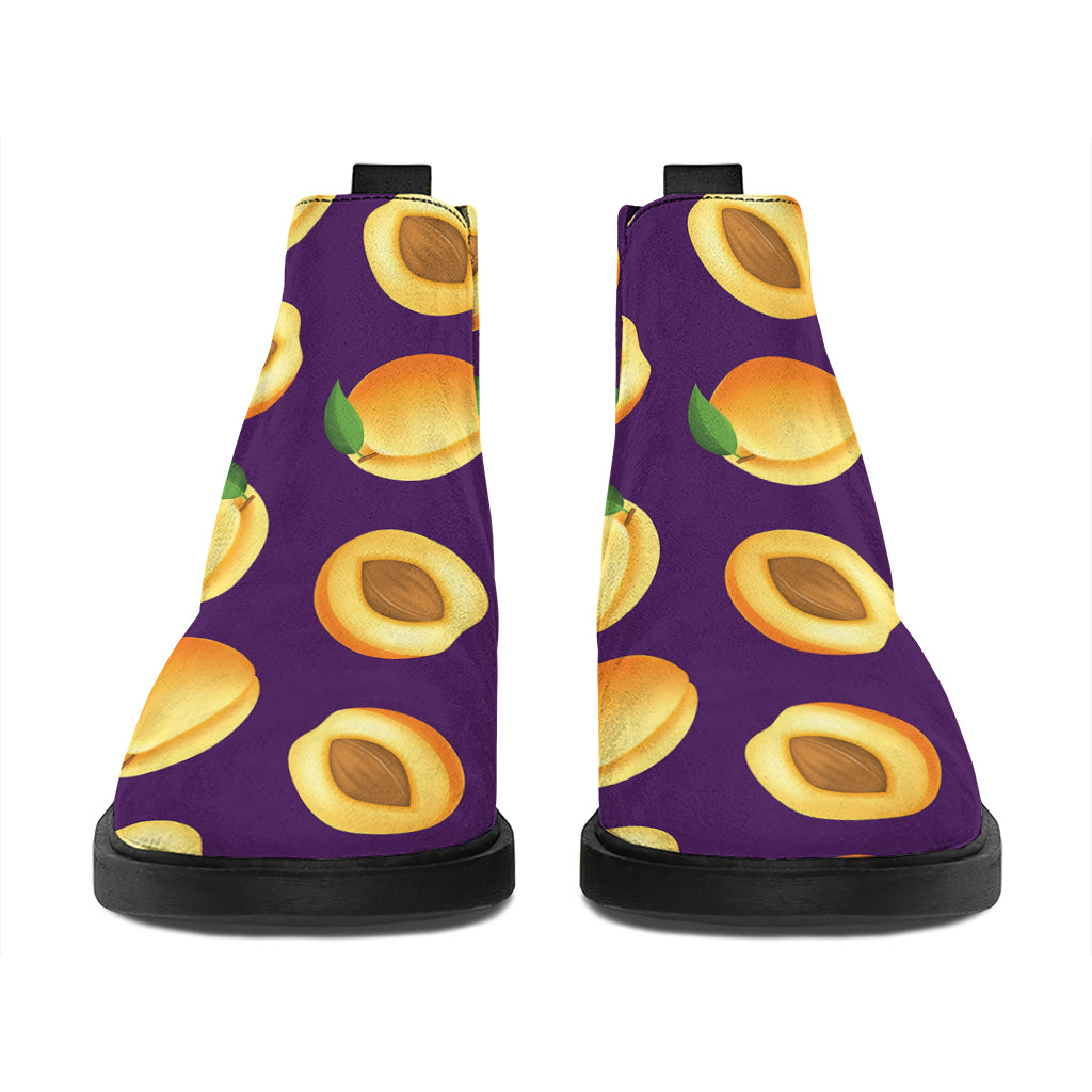 Apricot Fruit Pattern Print Flat Ankle Boots