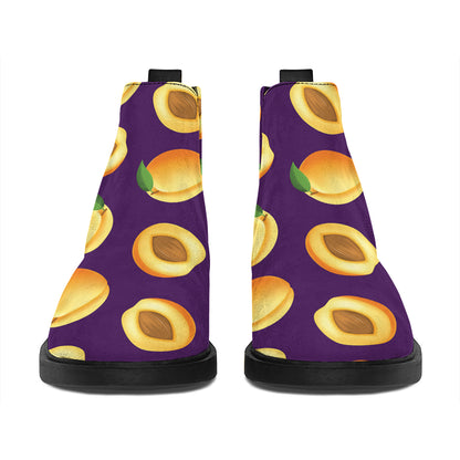 Apricot Fruit Pattern Print Flat Ankle Boots