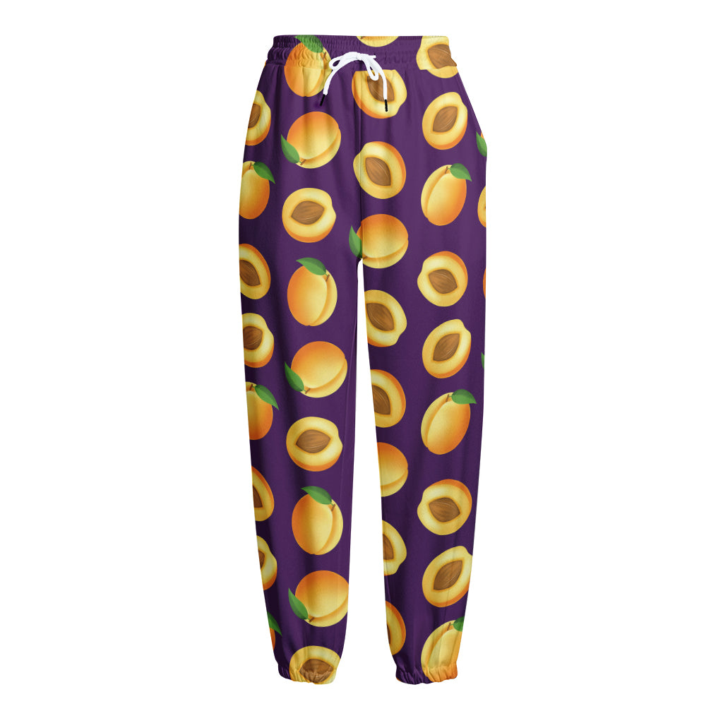 Apricot Fruit Pattern Print Fleece Lined Knit Pants