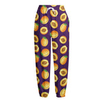 Apricot Fruit Pattern Print Fleece Lined Knit Pants
