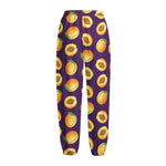 Apricot Fruit Pattern Print Fleece Lined Knit Pants