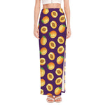 Apricot Fruit Pattern Print High Slit Maxi Skirt