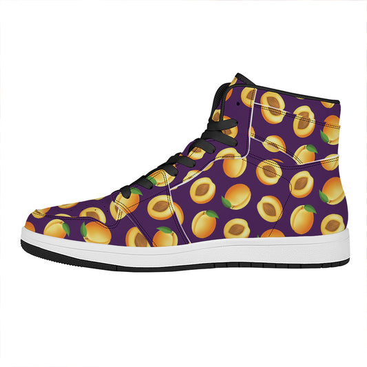 Apricot Fruit Pattern Print High Top Leather Sneakers