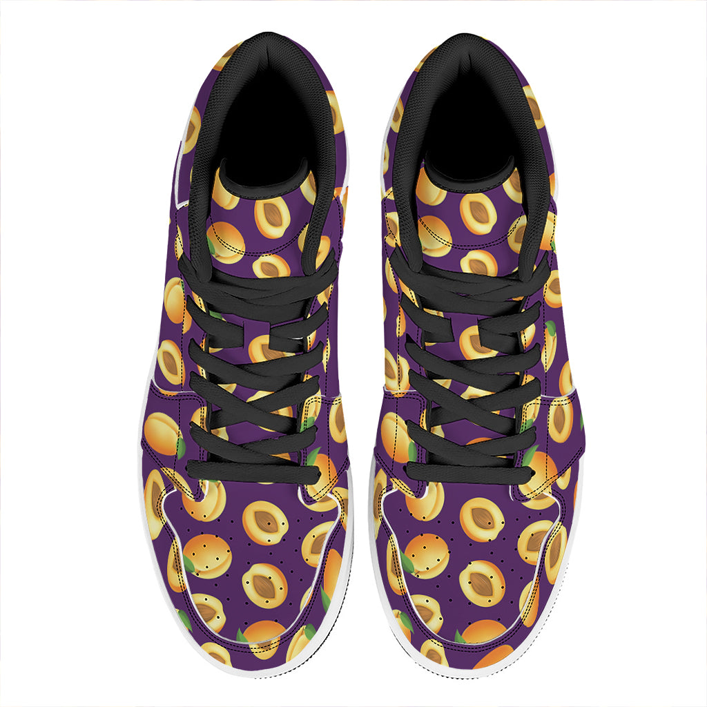 Apricot Fruit Pattern Print High Top Leather Sneakers