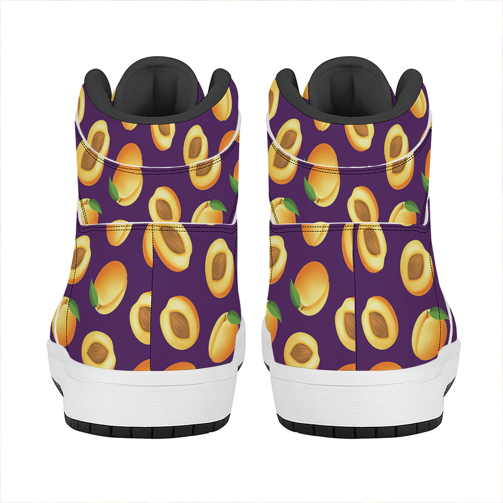 Apricot Fruit Pattern Print High Top Leather Sneakers