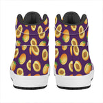 Apricot Fruit Pattern Print High Top Leather Sneakers