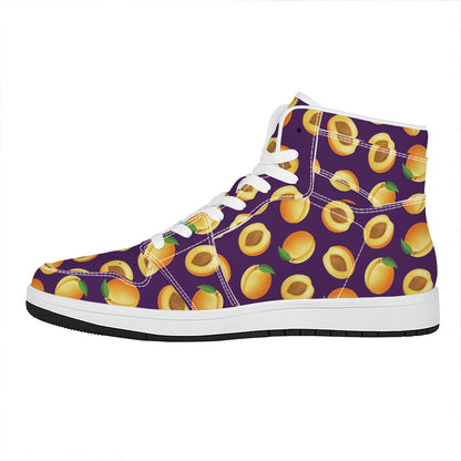 Apricot Fruit Pattern Print High Top Leather Sneakers
