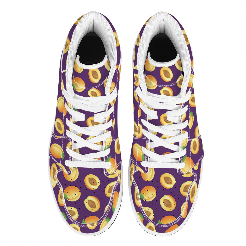 Apricot Fruit Pattern Print High Top Leather Sneakers