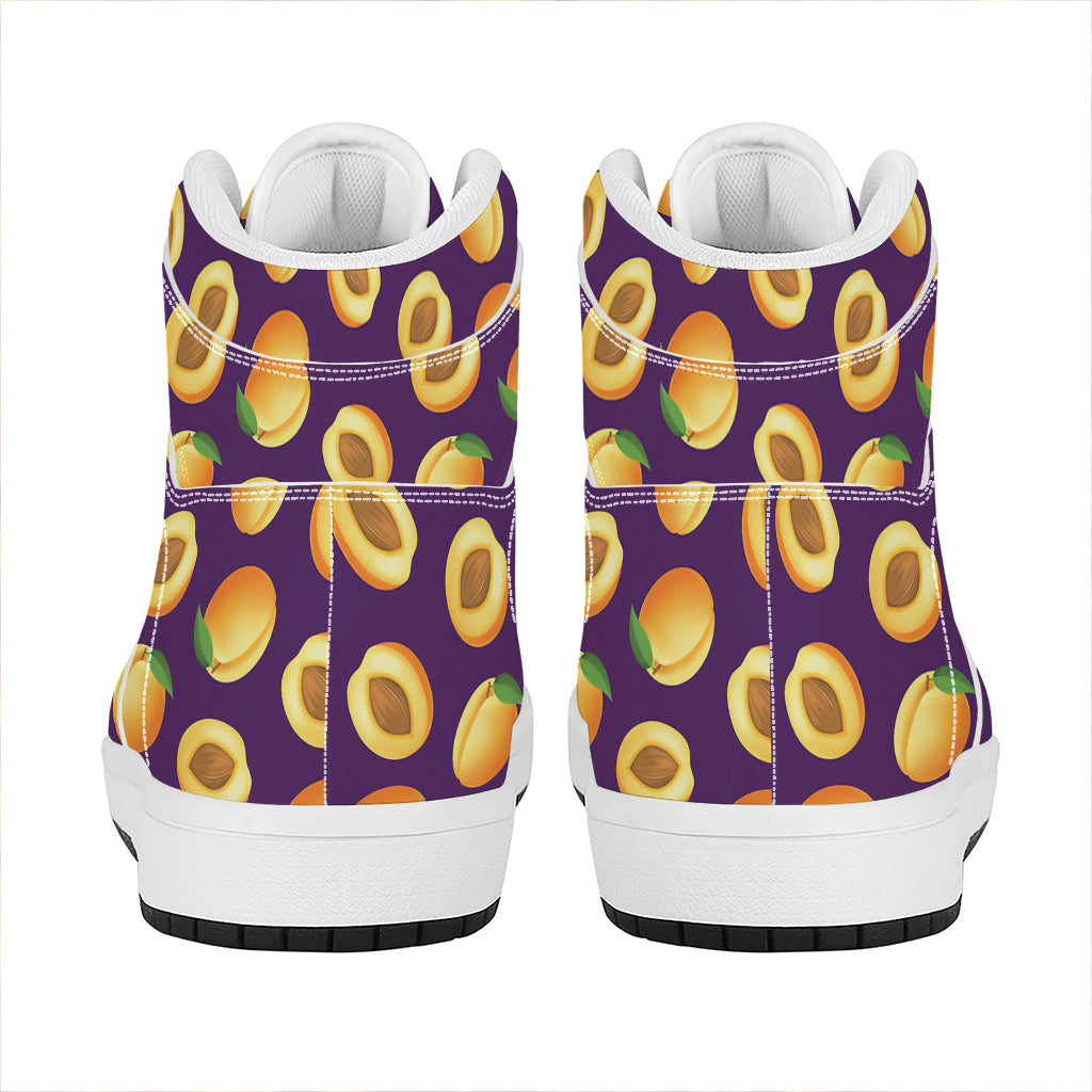 Apricot Fruit Pattern Print High Top Leather Sneakers