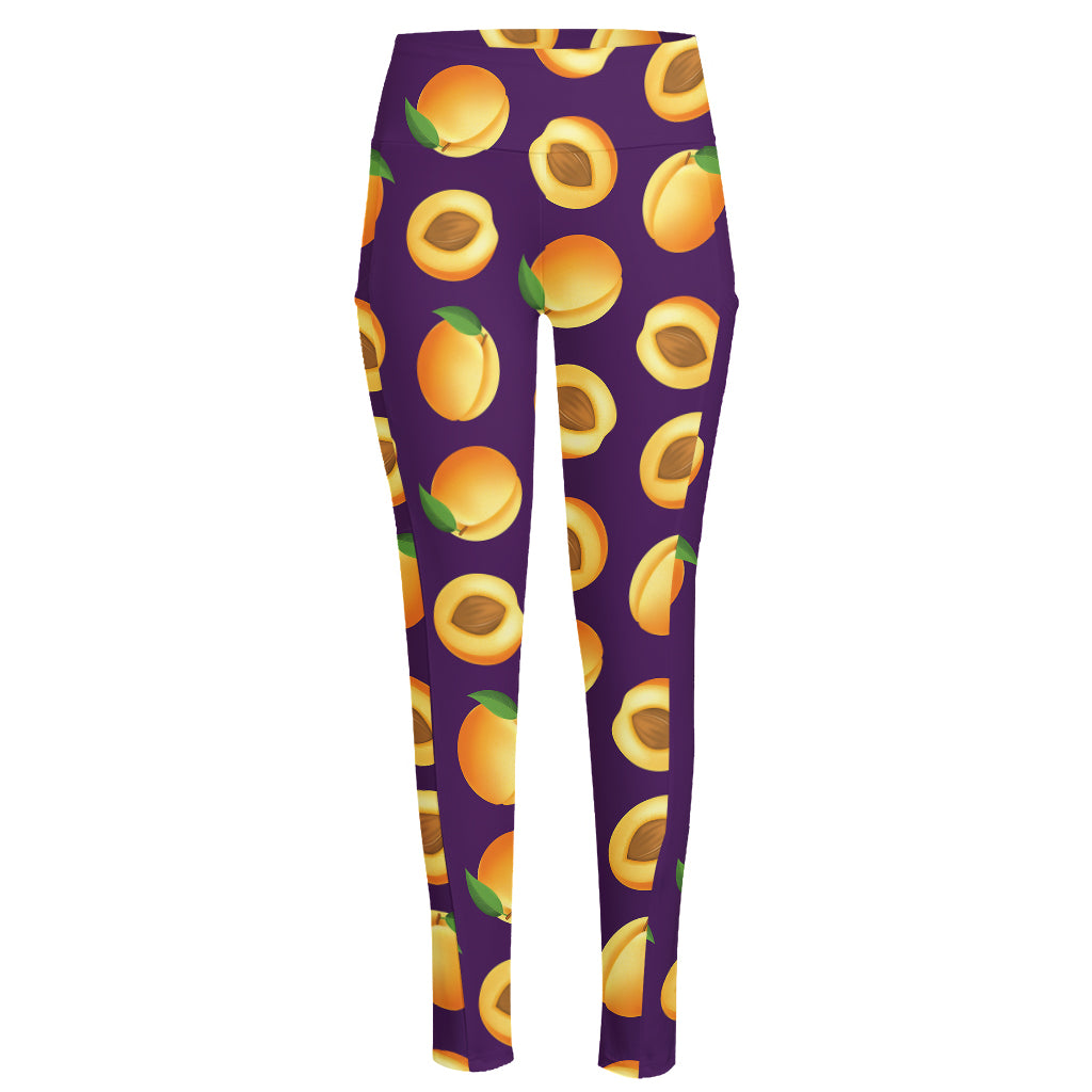 Apricot Fruit Pattern Print High-Waisted Pocket Leggings