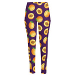 Apricot Fruit Pattern Print High-Waisted Pocket Leggings