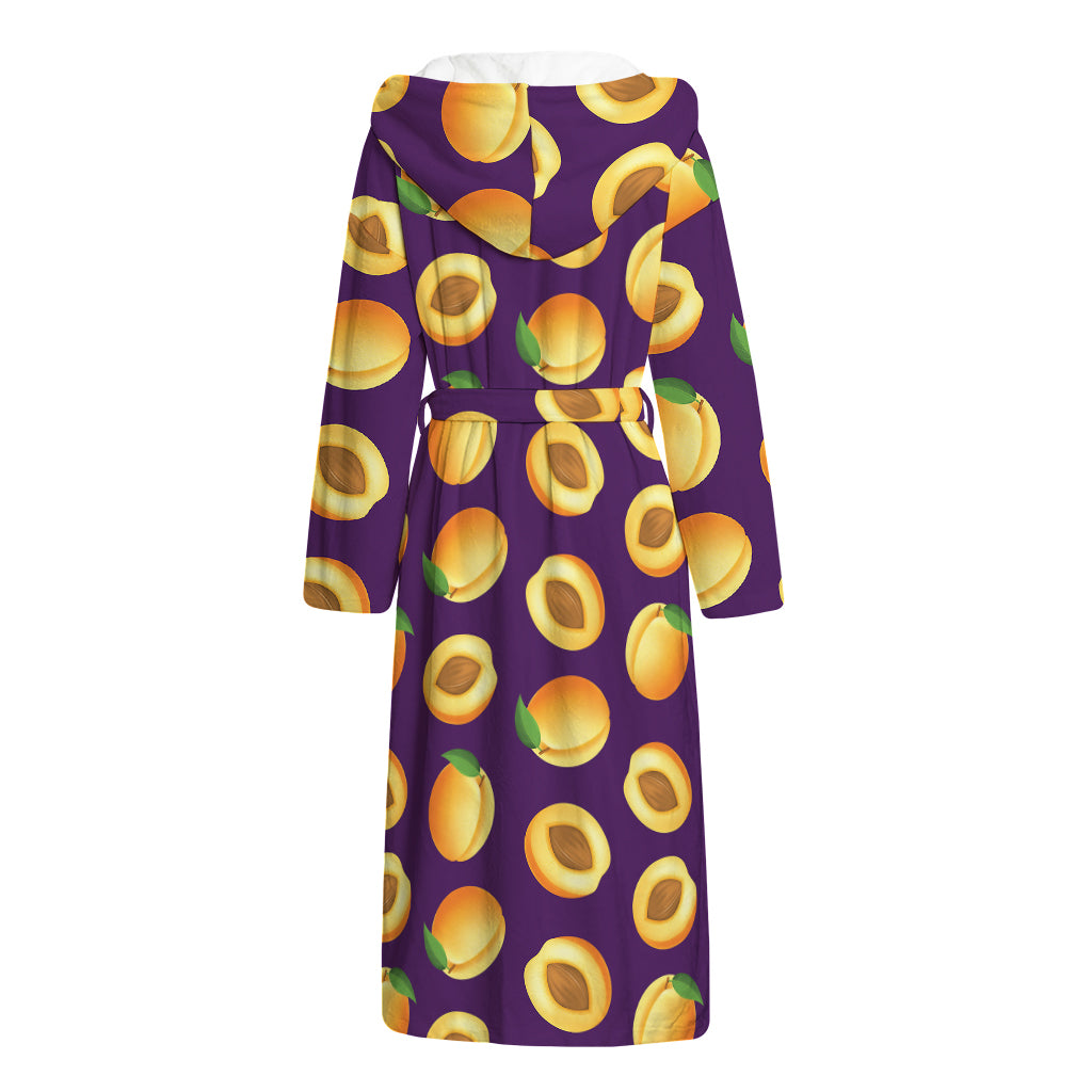 Apricot Fruit Pattern Print Hooded Bathrobe