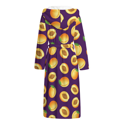 Apricot Fruit Pattern Print Hooded Bathrobe