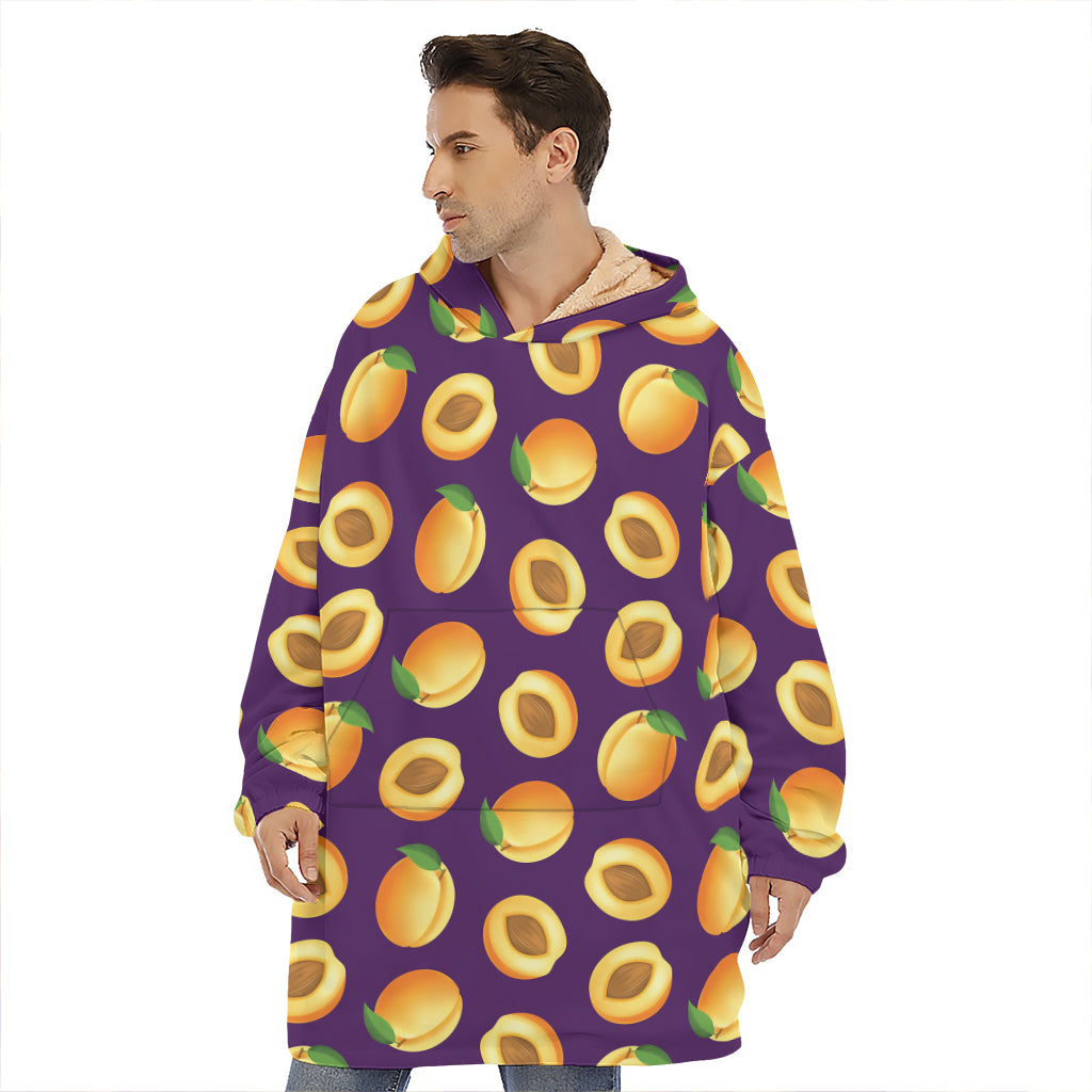 Apricot Fruit Pattern Print Hoodie Blanket