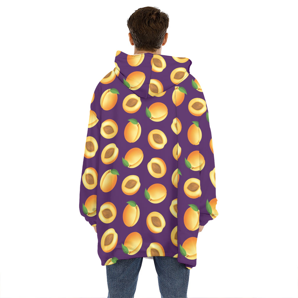 Apricot Fruit Pattern Print Hoodie Blanket