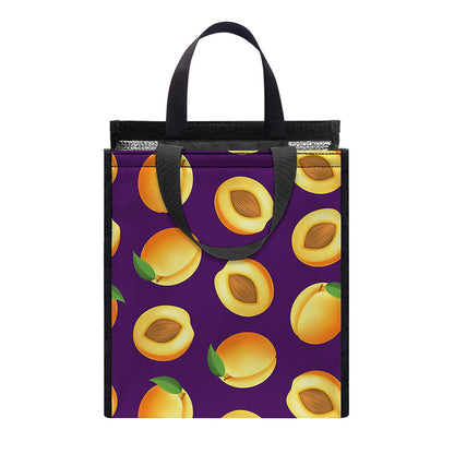Apricot Fruit Pattern Print Insulated Lunch Tote