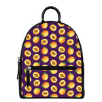 Apricot Fruit Pattern Print Leather Backpack